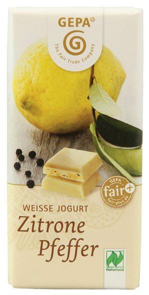 GEPA BIO White Chocolate Lemon Black Pepper 40g bar